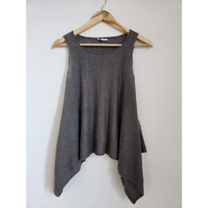 Eileen Fisher 100% Linen Gray Sleeveless Asymmetrical Hem Tank Top | Size S